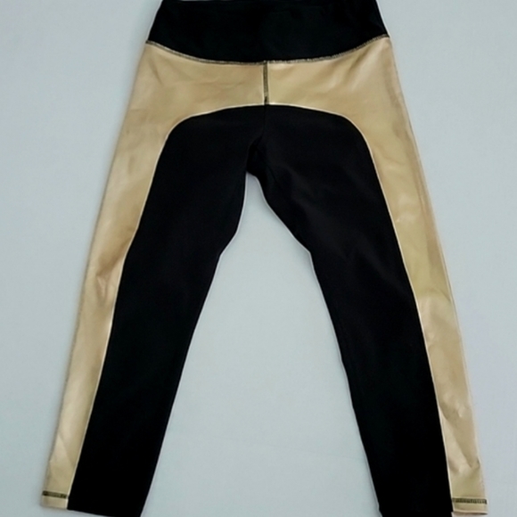 X by Gottex Black & Gold Contrast Leggings Women's Small - Picture 7 of 9